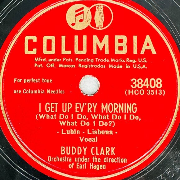 Buddy Clark I Get Up Ev’ry Morning 10in Shellac 78 RPM Columbia 38408 Vintage - Picture 2 of 4